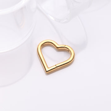 Detail View 1 of Implant Grade Titanium Golden Heart Basic Geometric Clicker Hoop Ring